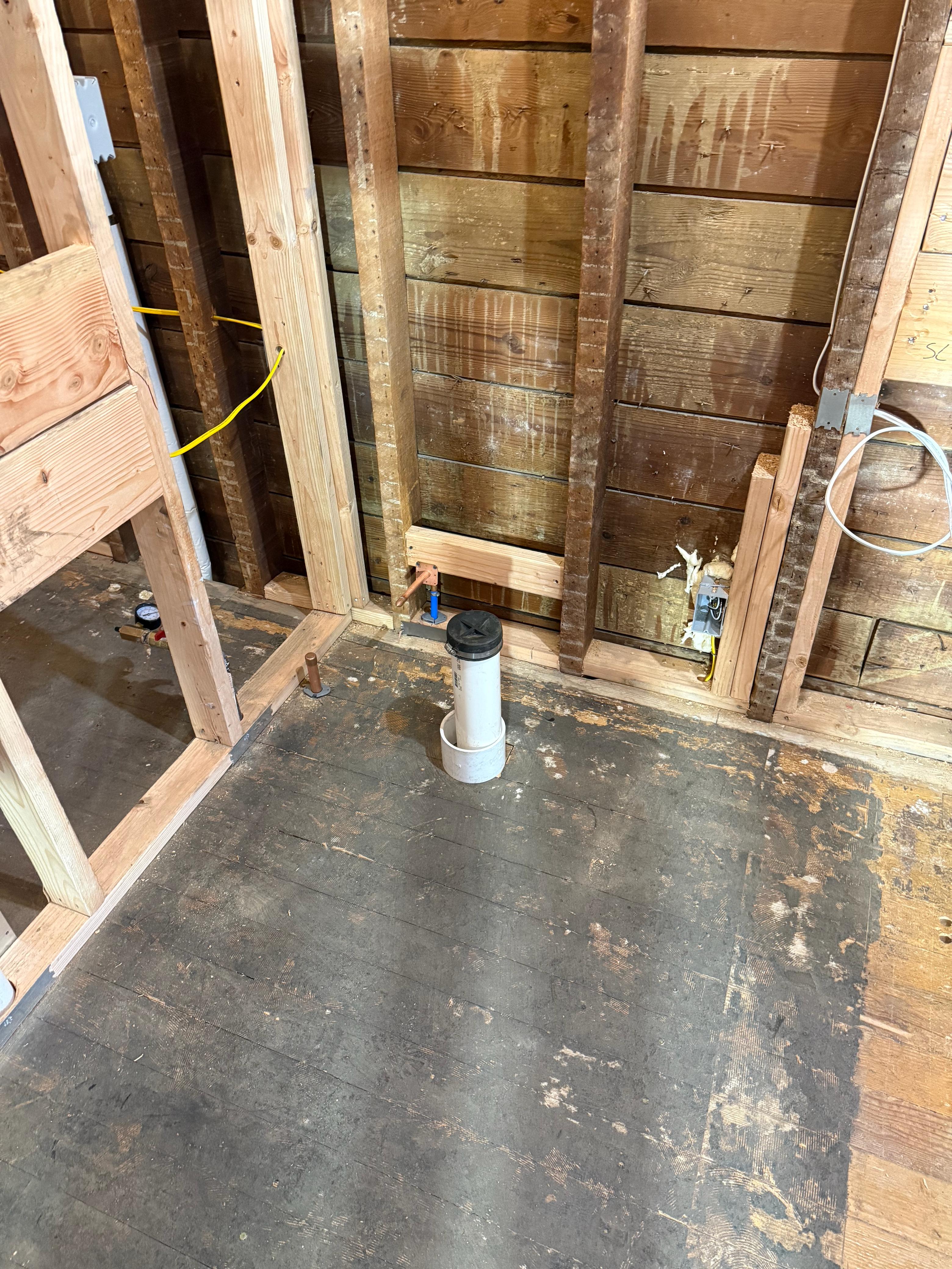Bathroom plumbing rough-in completed stage in Dumont, Bergen County, and surrounding areas